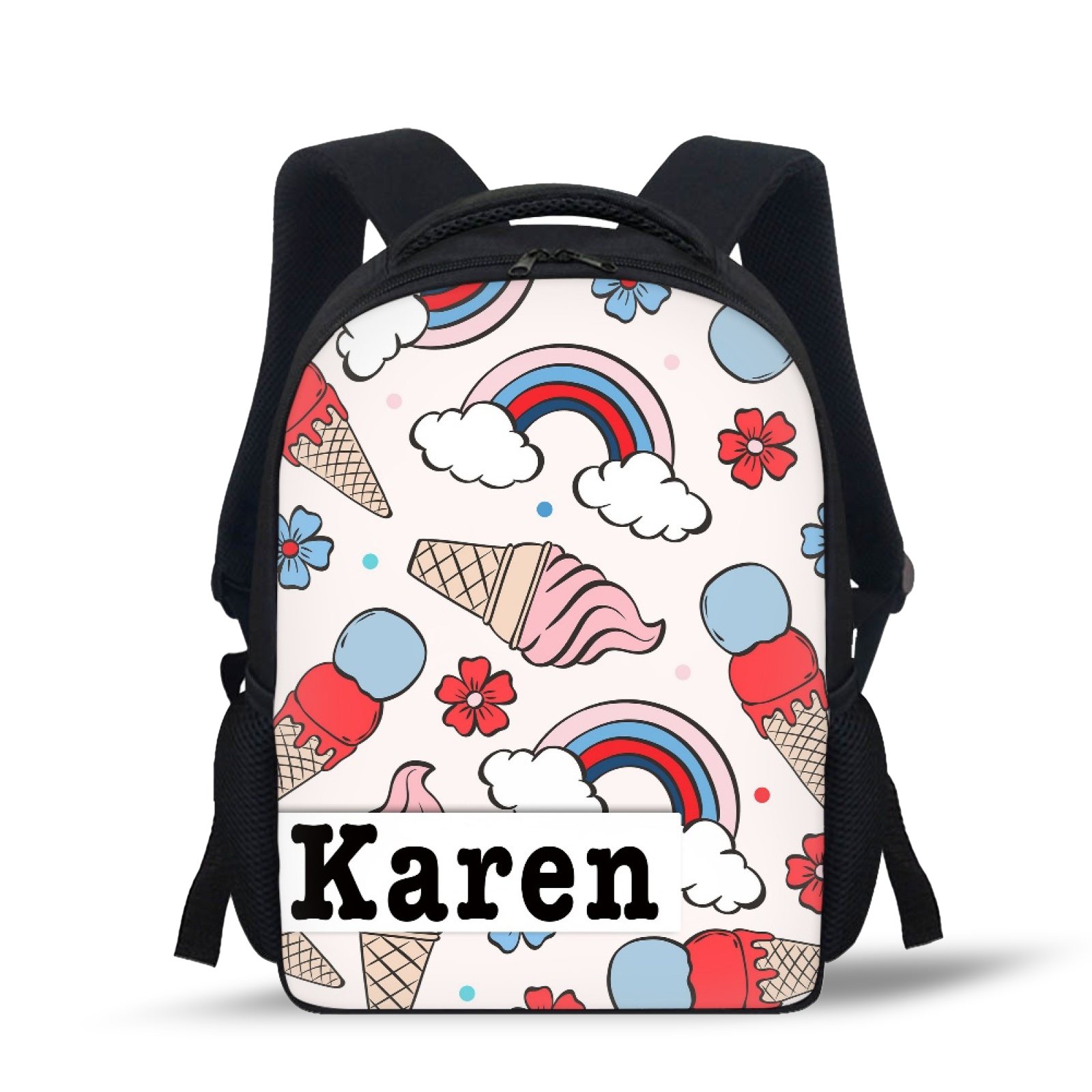 Custom Name Schoolbag Ice Cream Rainbow Backpack Personalised School Bag for Kids-Jessemade AU