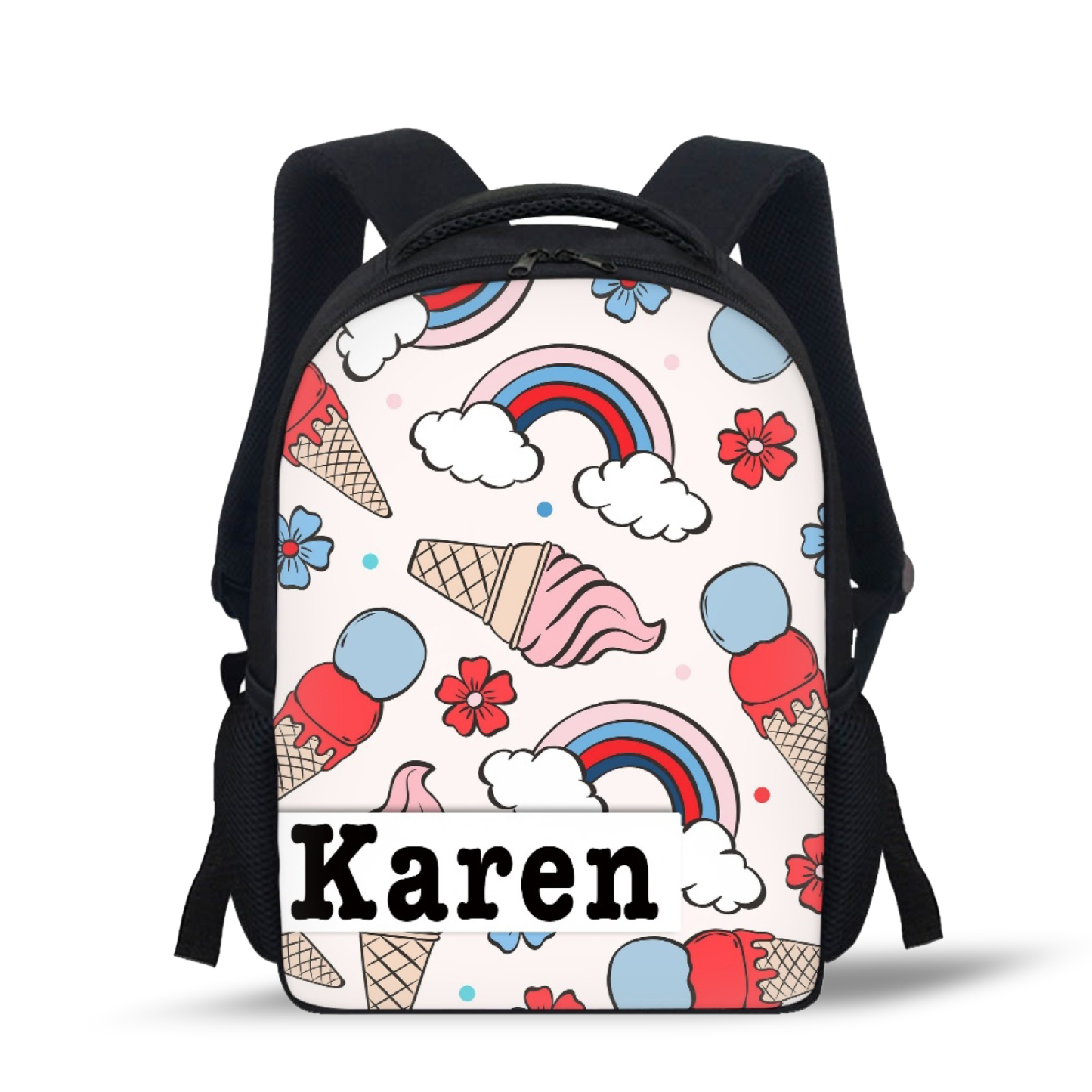Custom Name Schoolbag Ice Cream Rainbow Backpack Personalised School Bag for Kids-Jessemade AU