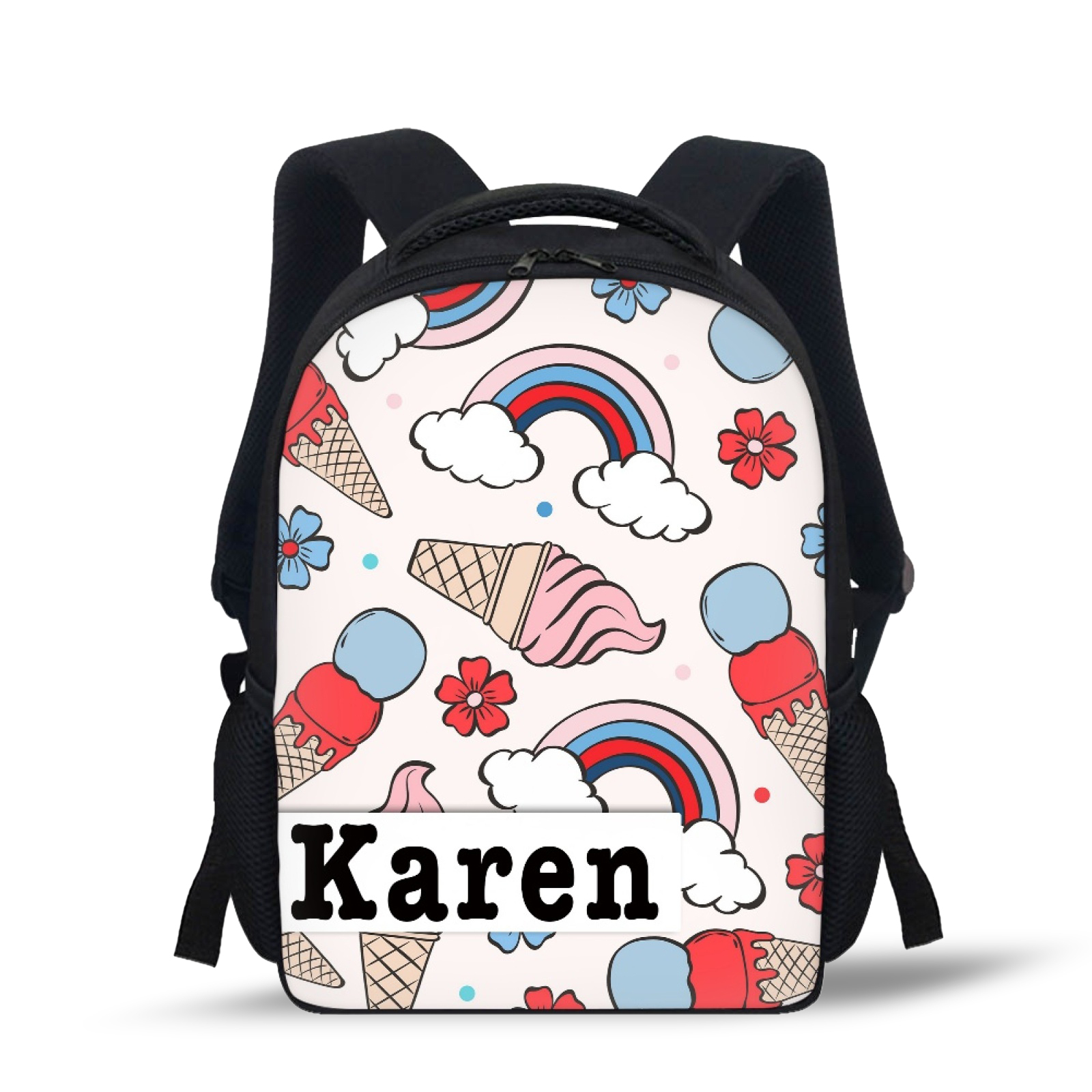 Custom Name Schoolbag Ice Cream Rainbow Backpack Personalised School Bag for Kids-Jessemade AU