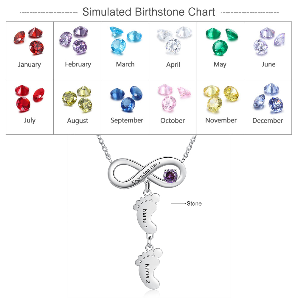 Mother's Day Gifts Personalised Infinity Baby Feet Mother Necklace Engraved 2 Names Necklace Gifts For Mom-Jessemade AU