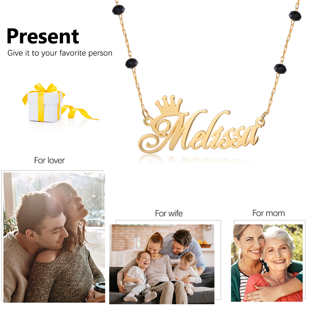 Personalised Crown Necklace Custom 1 Name Necklace Gift For Women-Jessemade AU