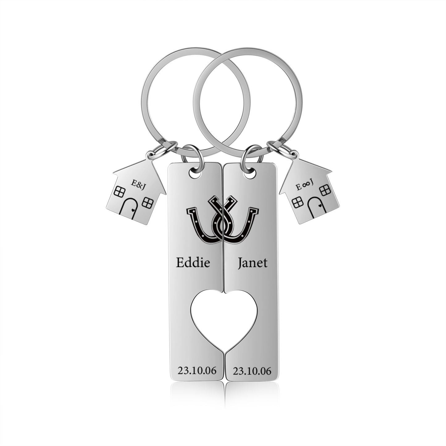 Personalised Couple Keychain Custom 2 Names & Letters & Dates Metal Keyring Heart Matching Keychains for Couples-Jessemade AU