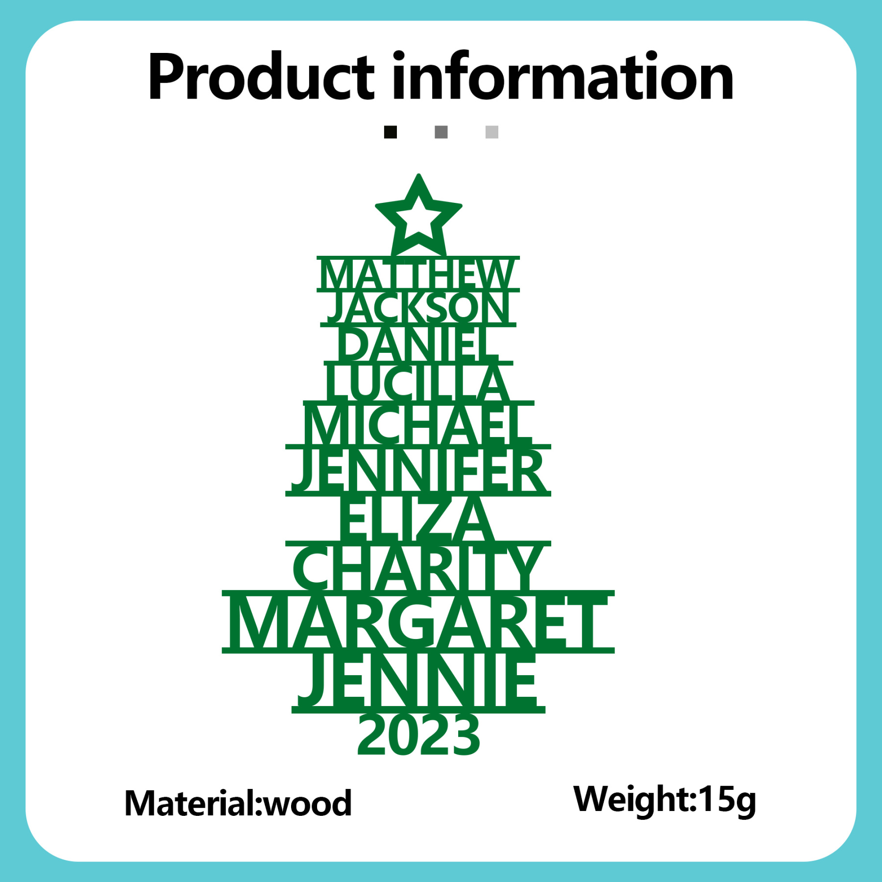 10 Names - Personalised Christmas Tree Ornaments Customised Name Xmas Wooden Decor Gifts for Family Friends-Jessemade AU