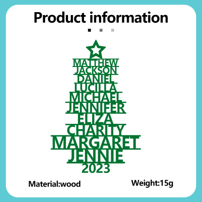 10 Names - Personalised Christmas Tree Ornaments Customised Name Xmas Wooden Decor Gifts for Family Friends-Jessemade AU