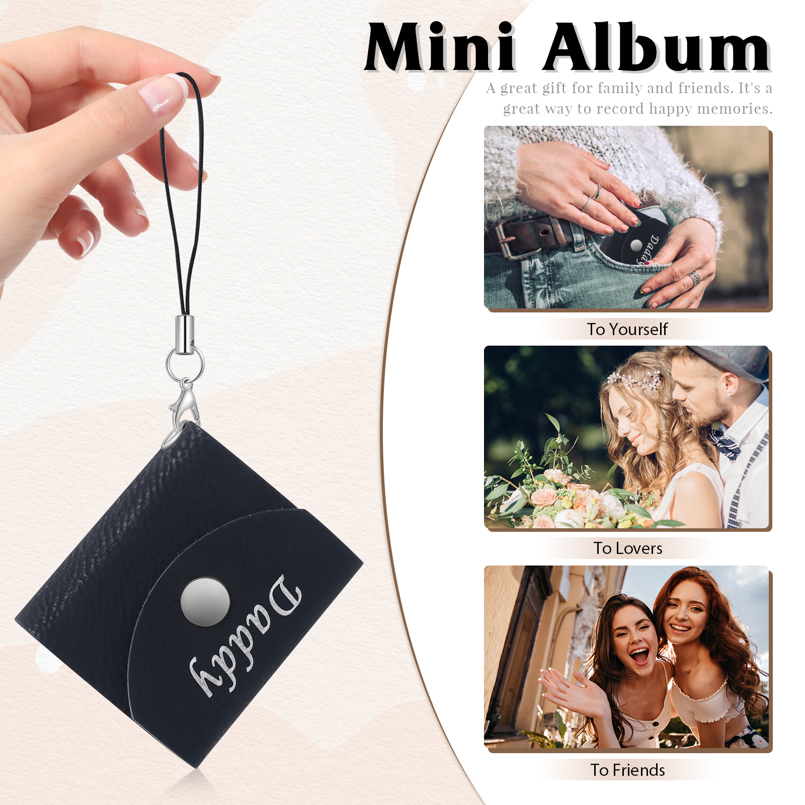 10 Photos - Personalised Mini Album Keychain Customised Photo & Name Leather Keychain Romantic Gift for Her-Jessemade AU
