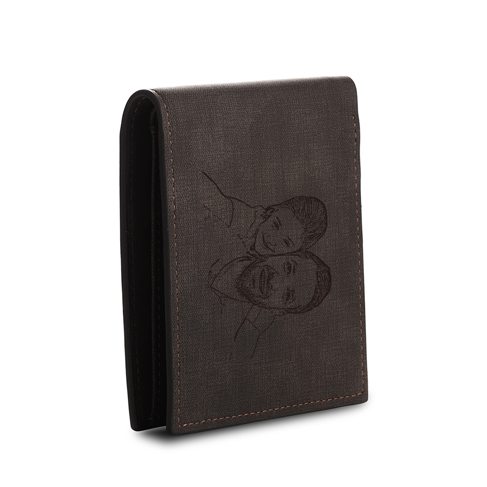 Personalised Name & Photo Billfold Wallet Custom Men's Leather Wallet Gifts for Him Dark Brown-Jessemade AU