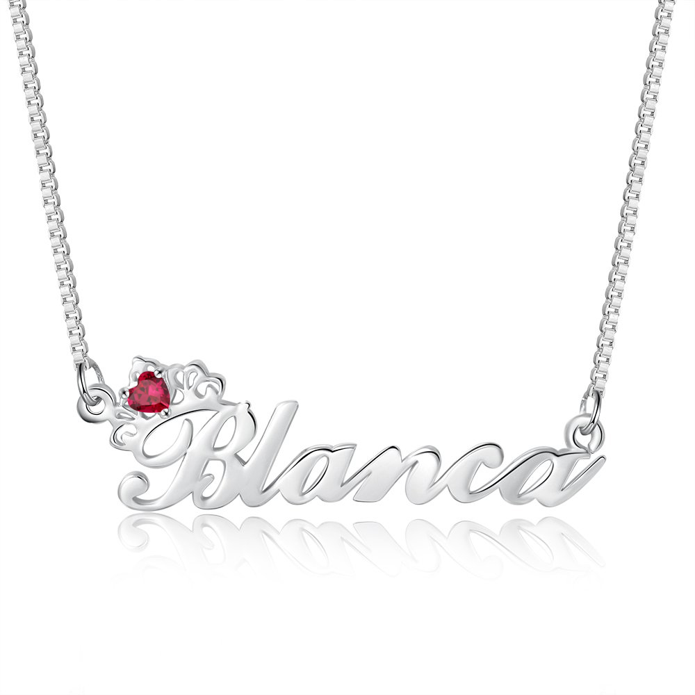 Personalised Necklace With Birthstone Custom 1 Name Necklace Gift For Her