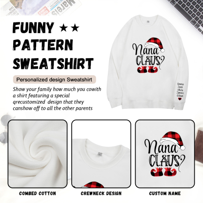 5 Names - Personalised Christmas Sweatshirt Custom Name & Text Sweatshirt Nana Claus Sweatshirt Gift for Family -Jessemade AU