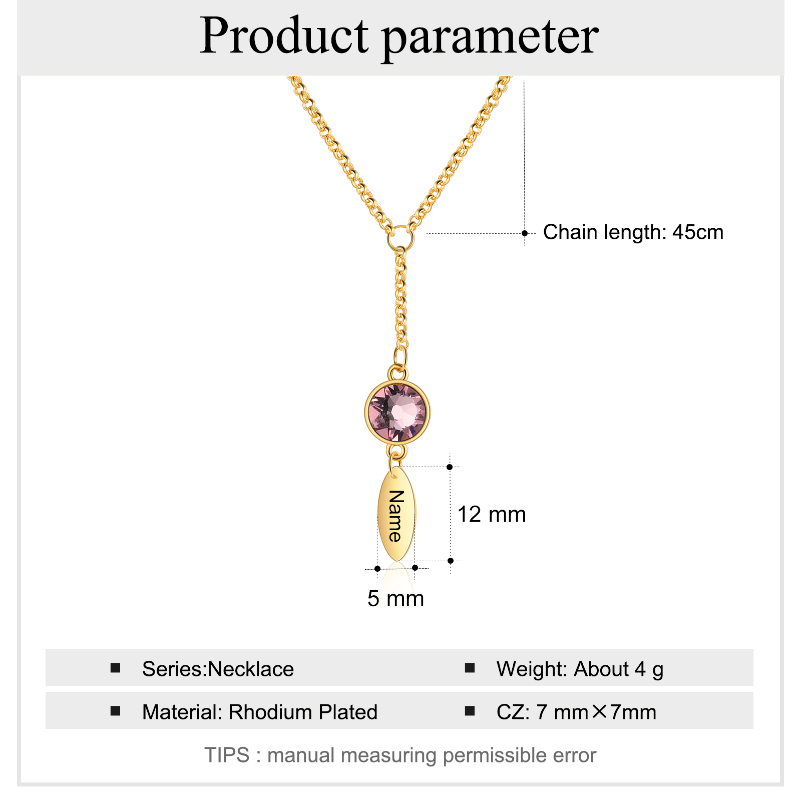 Personalised Bar Necklace With 1 Birthstones Engraved Name Necklace Best Gift For Mother-Jessemade AU