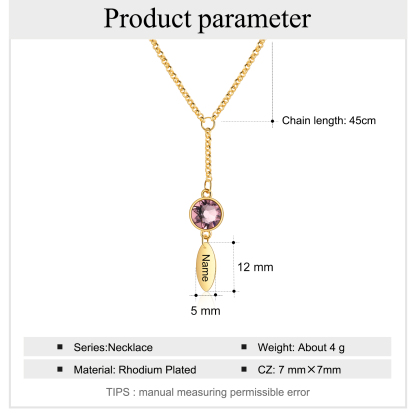 Personalised Bar Necklace With 1 Birthstones Engraved Name Necklace Best Gift For Mother-Jessemade AU