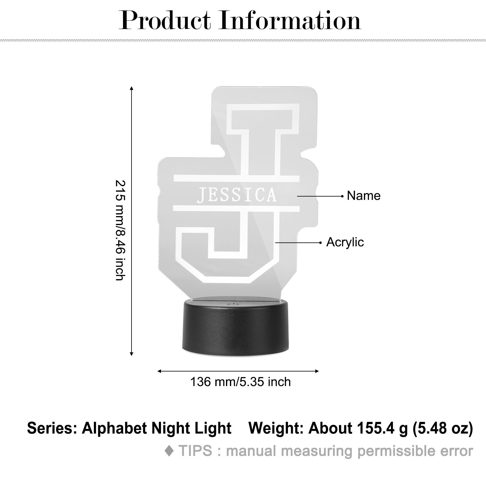 Personalised Big letter Night Light-Jessemade AU