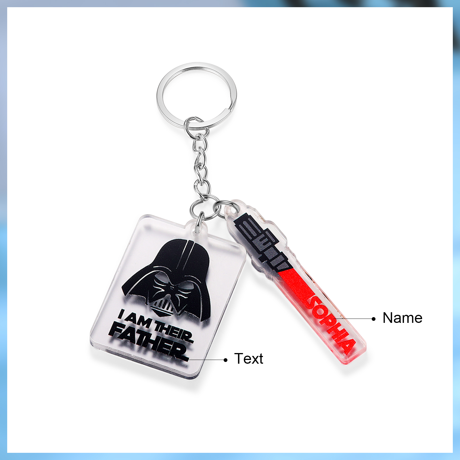 1 Name - Personalised Text & Name Acrylic Keychain Star Wars Gifts for Father/Grandpa-Jessemade AU