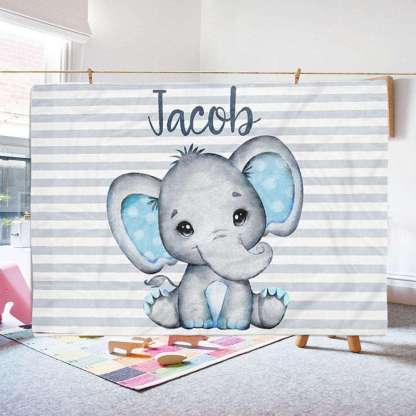 Personalised Baby Elephant Blanket Custom Name Gifts For Kids-Jessemade AU