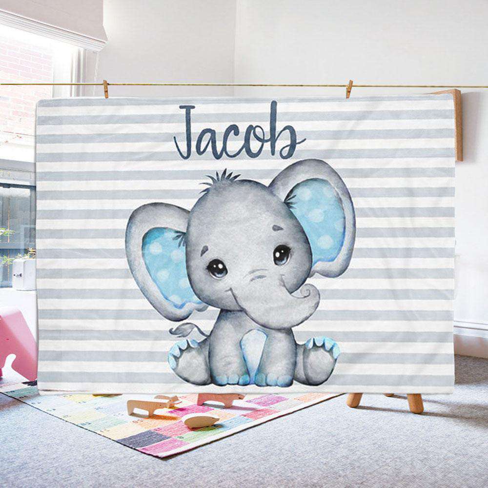 Personalised Baby Elephant Blanket Custom Name Gifts For Kids-Jessemade AU