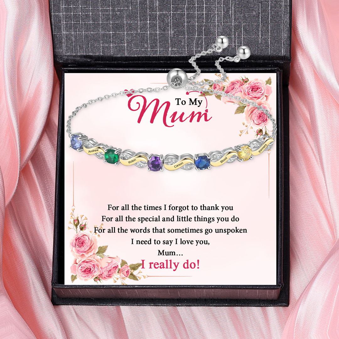 5 Names - Personalised Infinity Bracelet Custom Names & Birthstones Family Bracelet Gifts For Mother-Jessemade AU