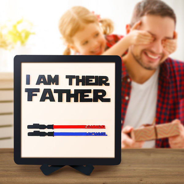 Personalised Star Wars Sign Father's Day Gifts - I AM THEIR FATHER - Wood Sign with 2 Names-Jessemade AU