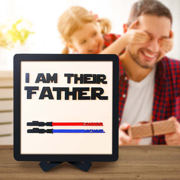 Personalised Star Wars Sign Father's Day Gifts - I AM THEIR FATHER - Wood Sign with 2 Names-Jessemade AU