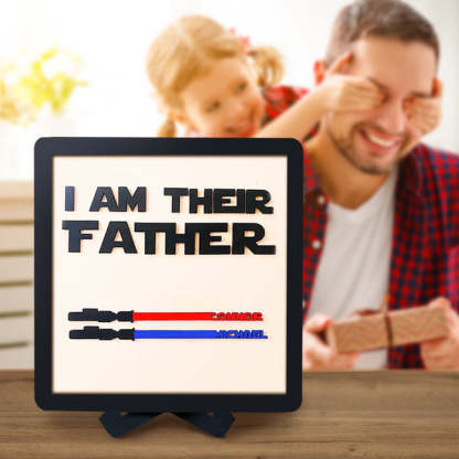 Personalised Star Wars Sign Father's Day Gifts - I AM THEIR FATHER - Wood Sign with 2 Names-Jessemade AU