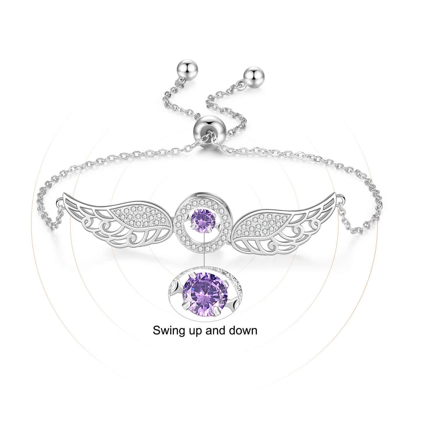 Personalised Angel Wings Bracelet with Birthstone Women's Bracelet-Jessemade AU