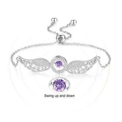 Personalised Angel Wings Bracelet with Birthstone Women's Bracelet-Jessemade AU
