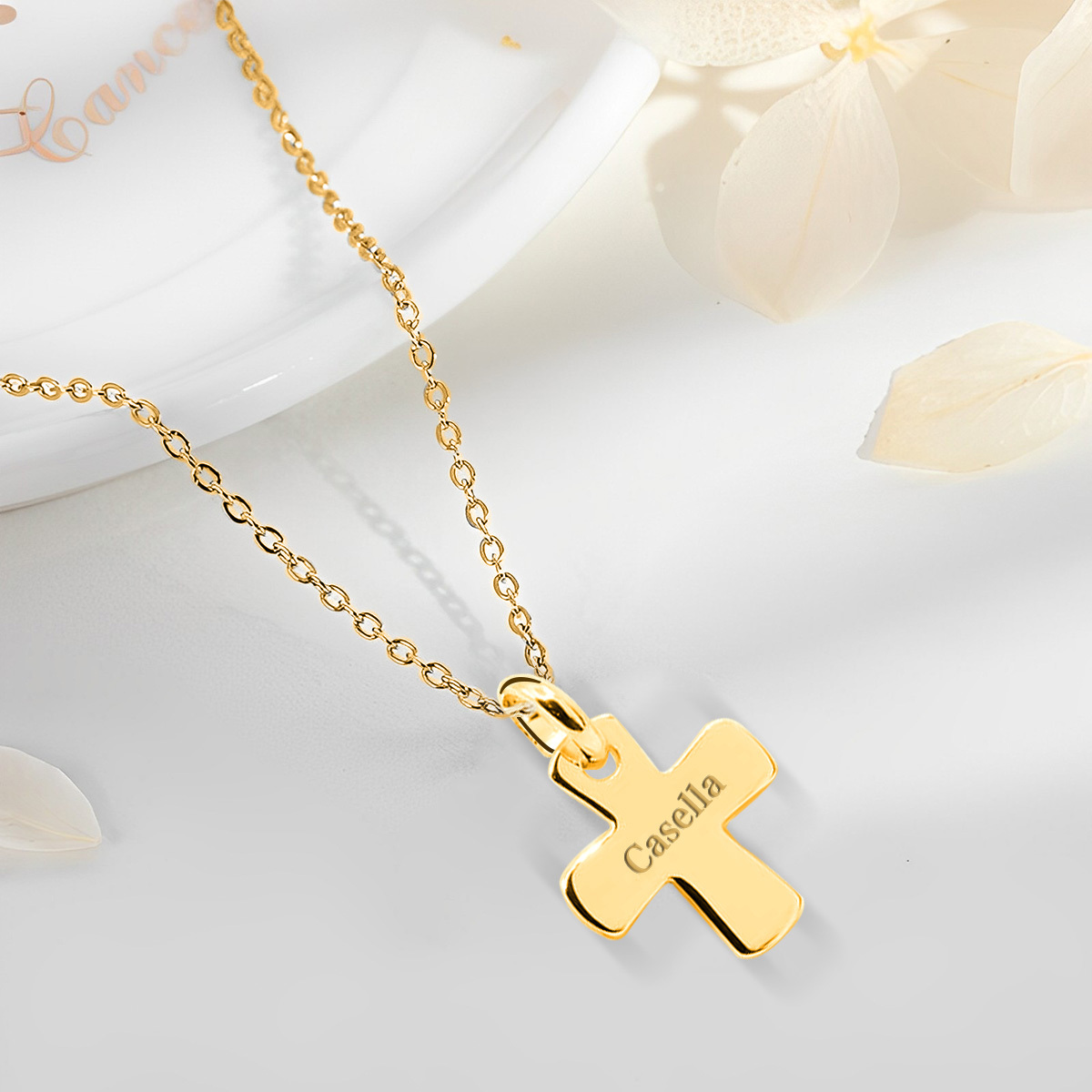 Personalised Cross Pendant Necklace with Name Stainless Steel Necklace Gold Gift for Boys Girls-Jessemade AU