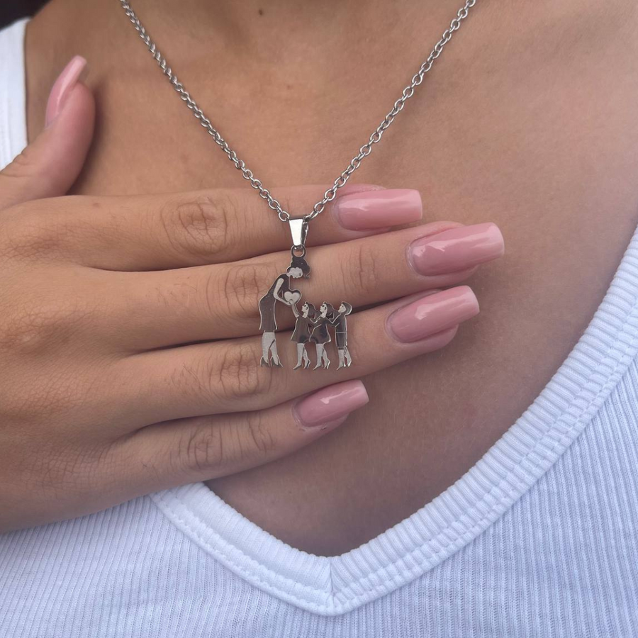 Women Necklace Mother & Son & 2 Daughters Pendant Necklace Stainless Steel Mother's Day Gifts for Mum-Jessemade AU