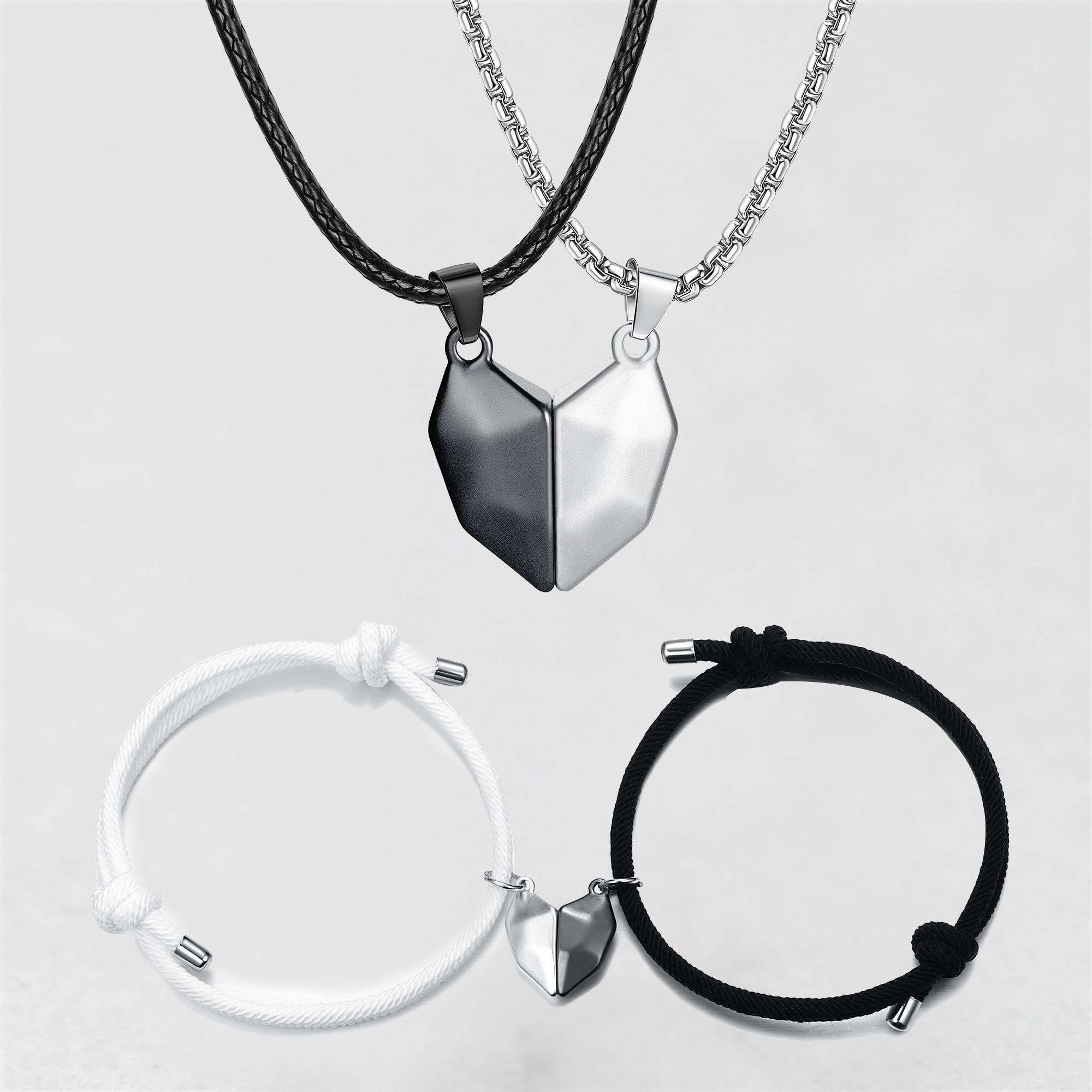 Magnetic Matching Couple Letter Necklace and Bracelet Valentine's Day Gifts for Couple