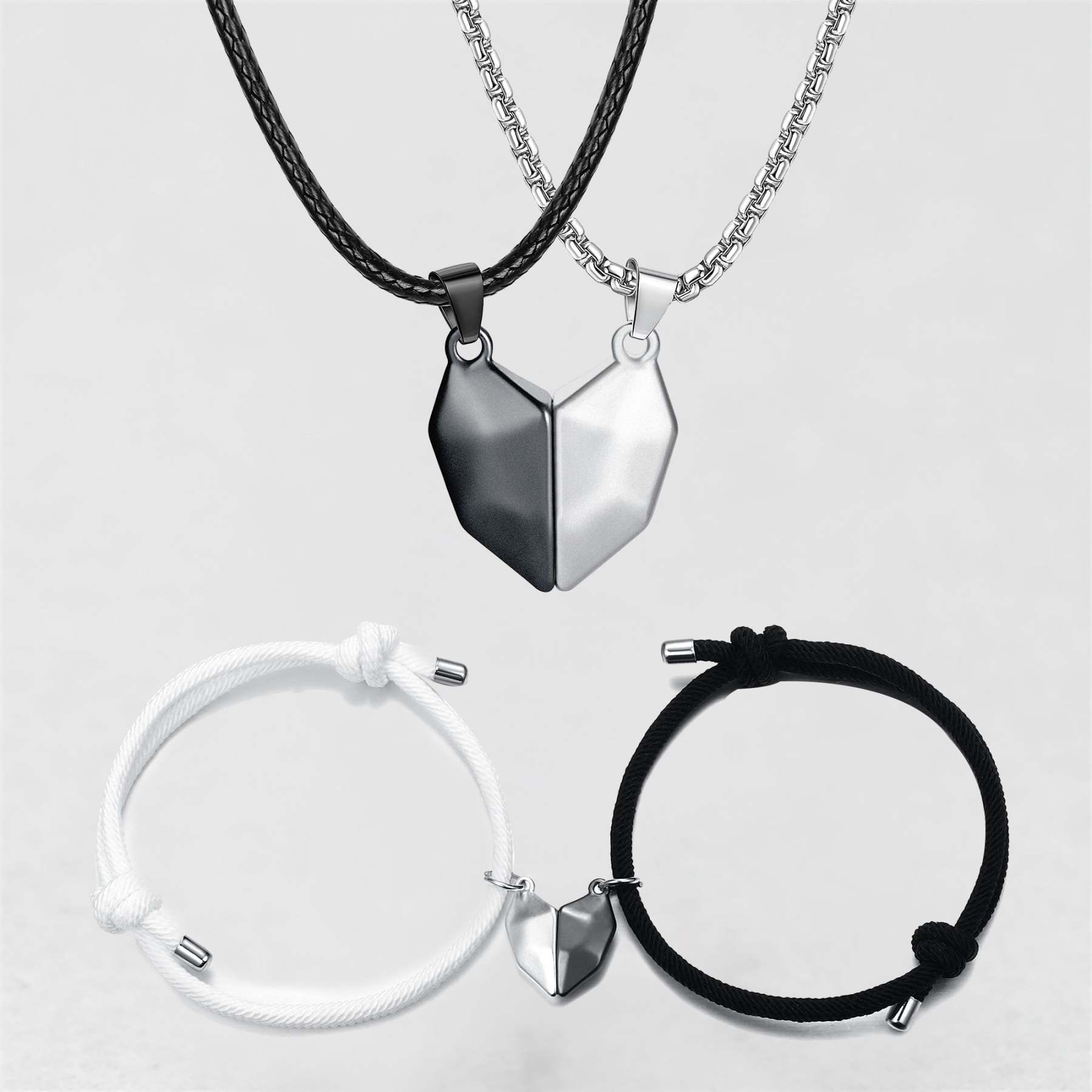 Magnetic Matching Couple Letter Necklace and Bracelet Valentine's Day Gifts for Couple-Jessemade AU