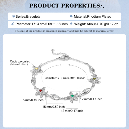 Personalised Women's Bracelet Custom 4 Birthstones Bracelet Starfish Adjustable Bracelet Mother's Day Gift for Her-Jessemade AU