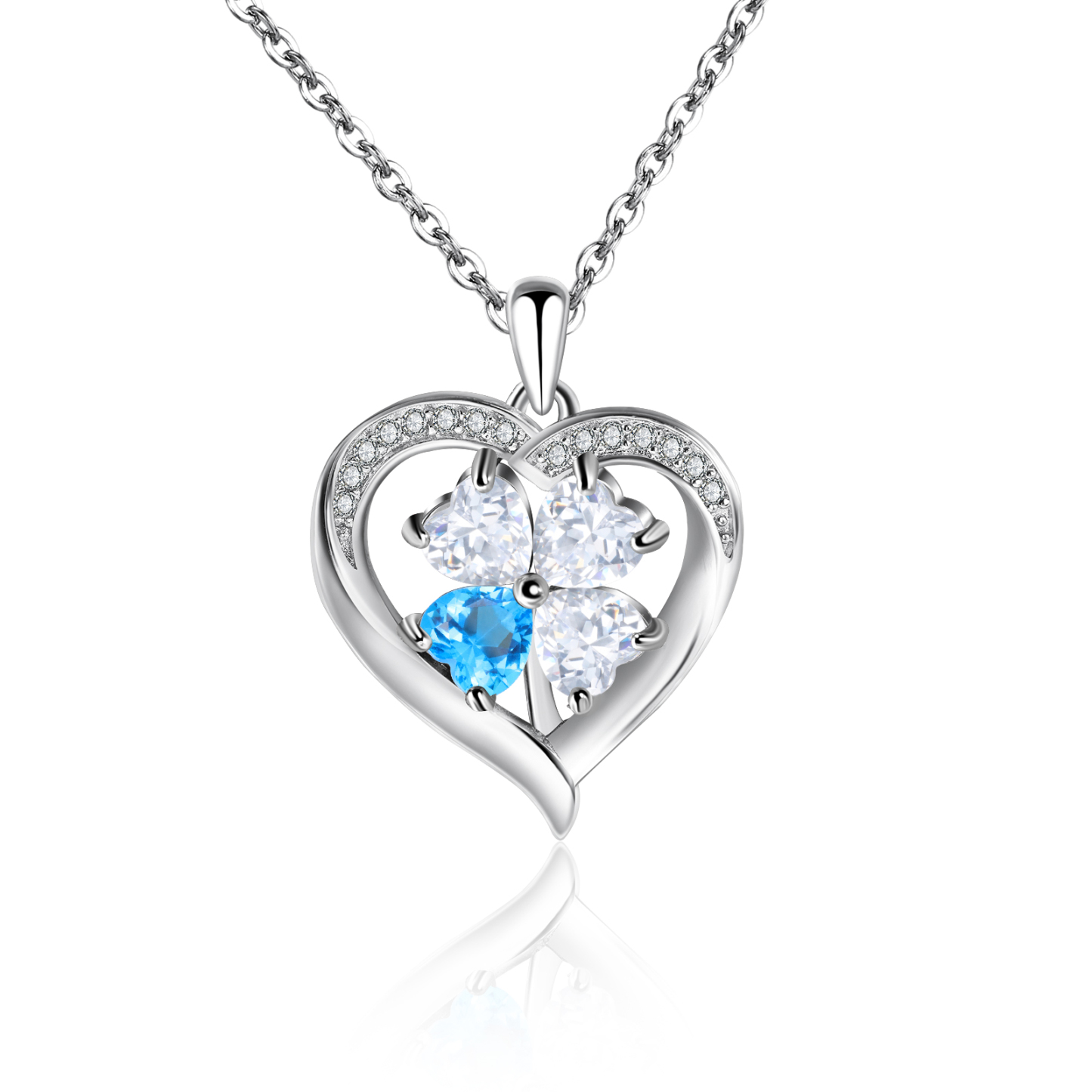 Personalised Heart Necklace with 1 Birthstone Engrave Names Family Necklace for Mom-Jessemade AU