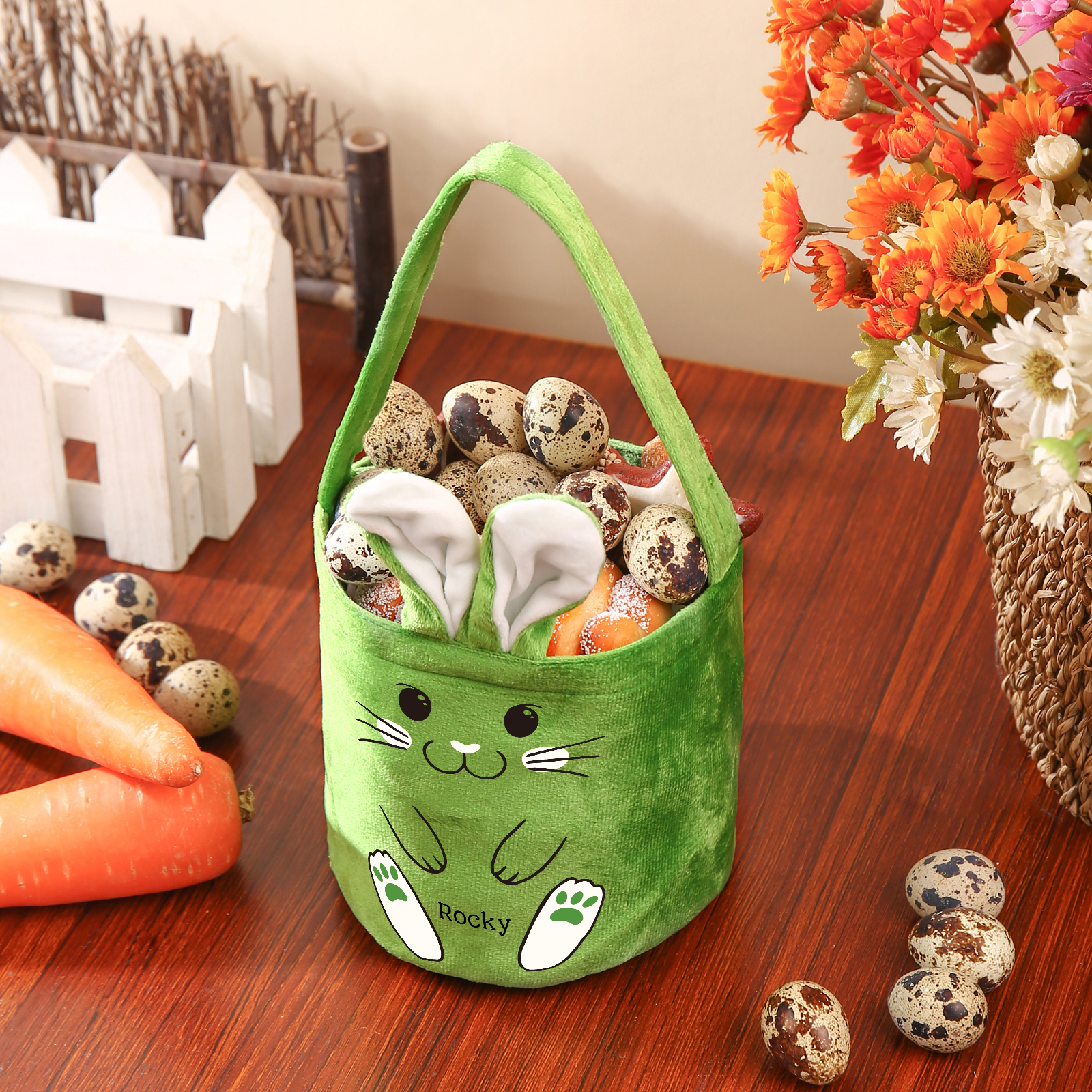 Personalised Bunny Tote Bag Customised With Name Bucket Bag Bunny Basket Easter Gifts-Jessemade AU