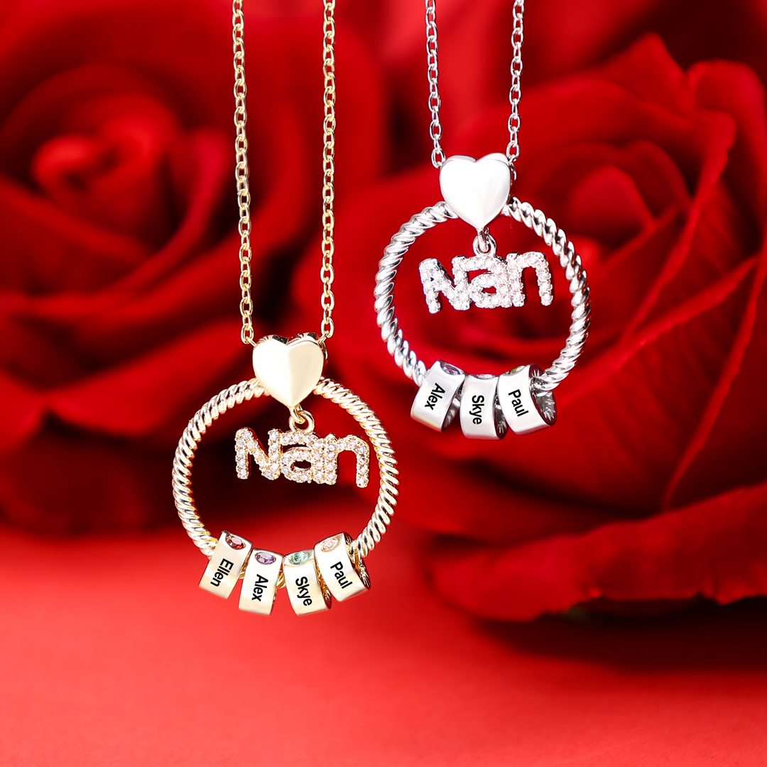 3 Names - Personalised Nan Necklace Custom Names & Birthstones Circle Pendant Necklace Gift for Grandma Nanna-Jessemade AU