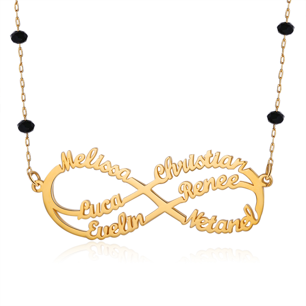 Personalised Infinity Necklace Custom 6 Names Necklace Gift For Women-Jessemade AU
