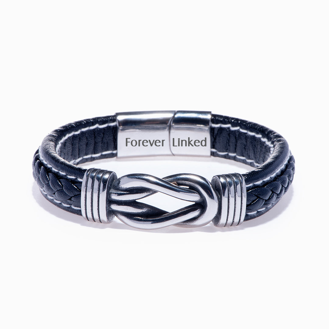 To My Dad Braided Leather Knot Bracelet "Father and Daughter Forever Linked Together"-Jessemade AU