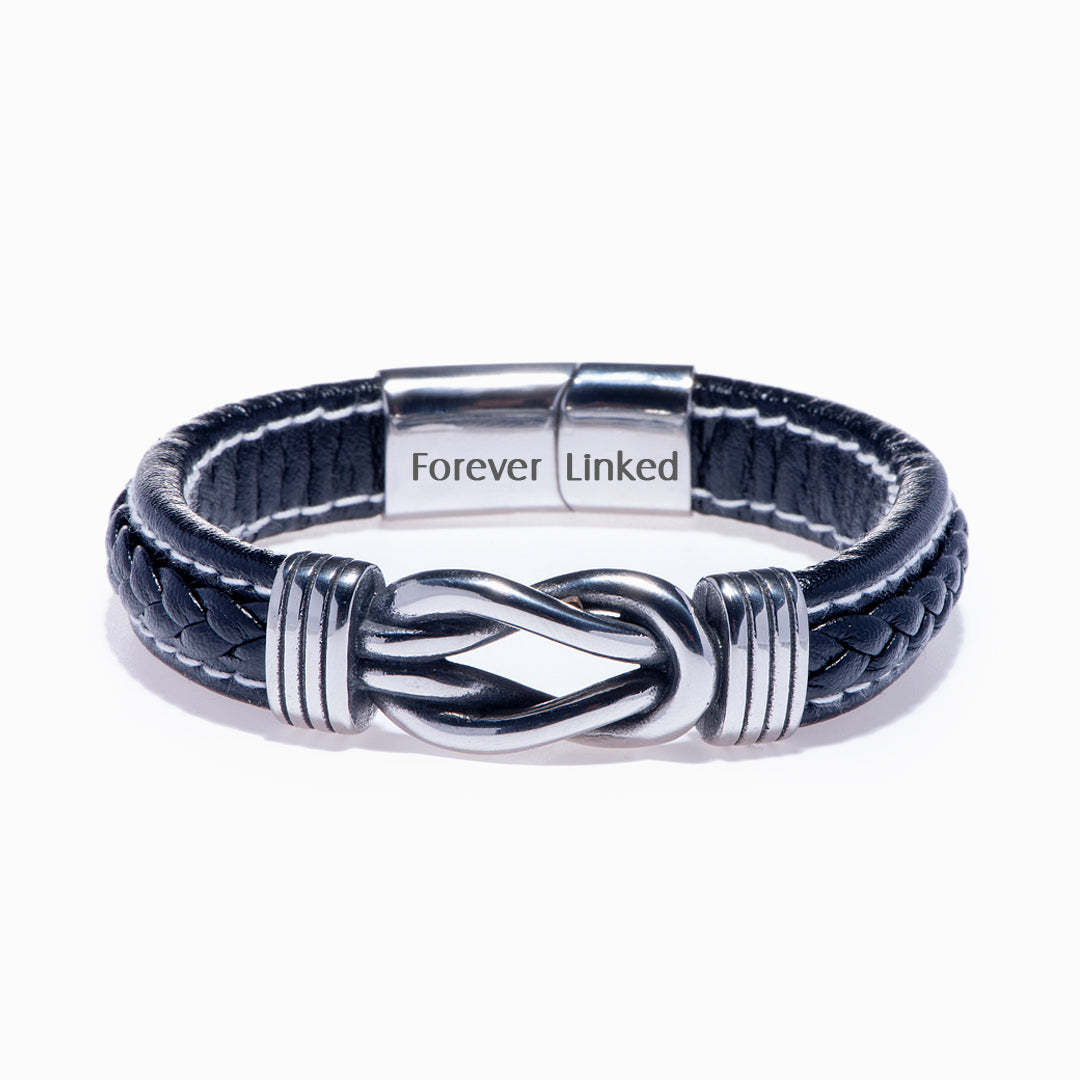 To My Dad Braided Leather Knot Bracelet "Father and Daughter Forever Linked Together"-Jessemade AU