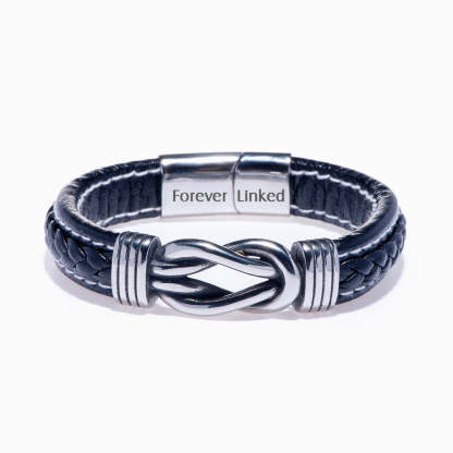 To My Dad Braided Leather Knot Bracelet "Father and Daughter Forever Linked Together"-Jessemade AU