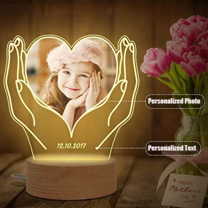 Personalised Heart-Shaped Night Light Customised Photo & Text LED Lamp Gift for Family/Friends-Jessemade AU