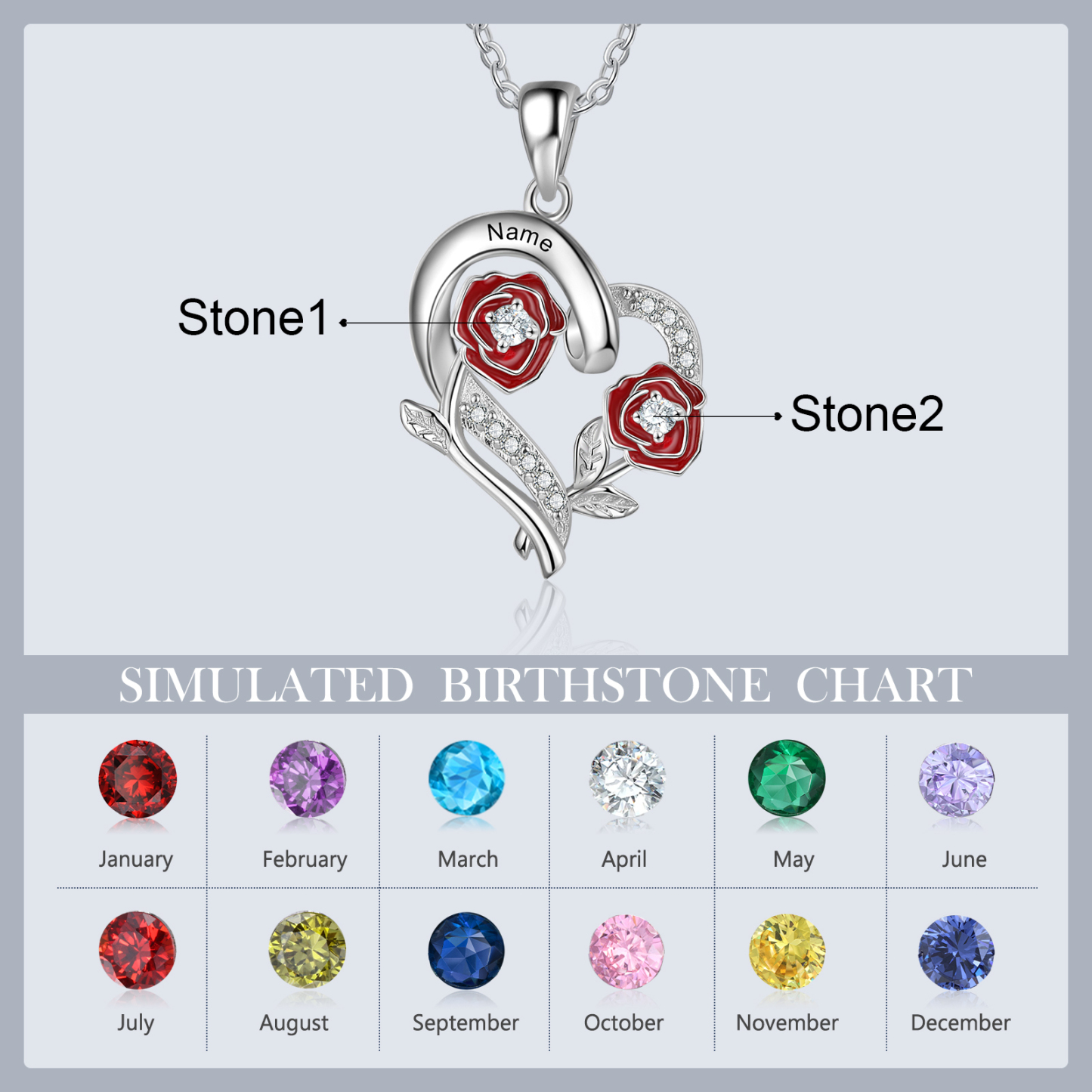 Personalised June Birthflower Necklace With Birthstones Custom 1 Name Necklace For Her-Jessemade AU