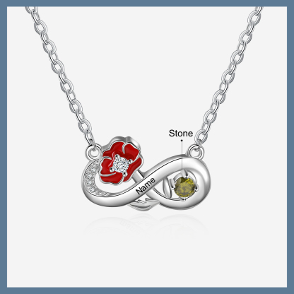 Personalised August Birthflower Necklace With Birthstone Gift For Women-Jessemade AU