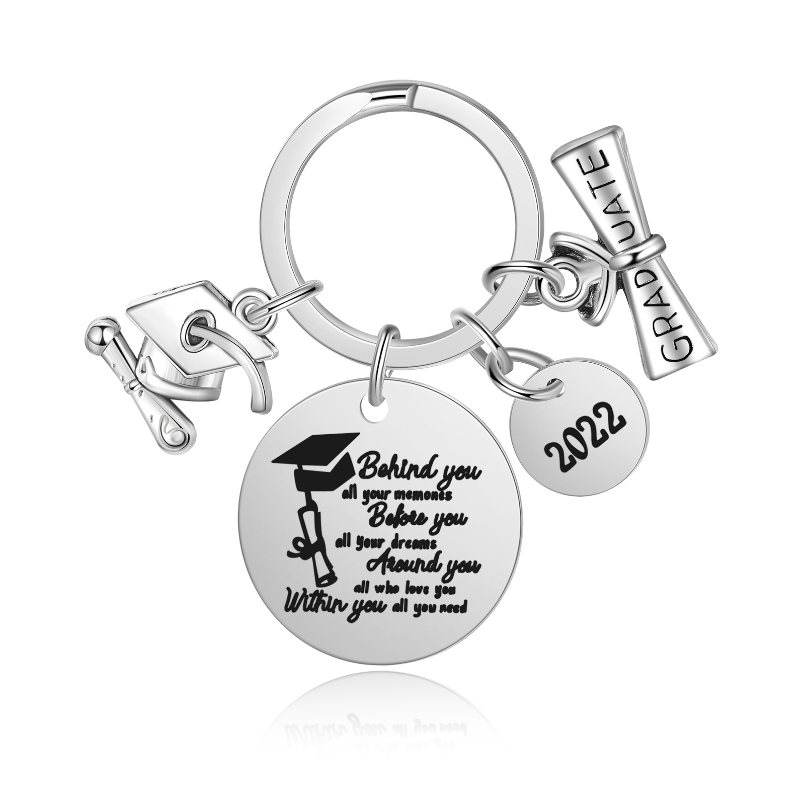 Personalised Graduation Keychain Customised Names Keyring Gift Set for Him/Her