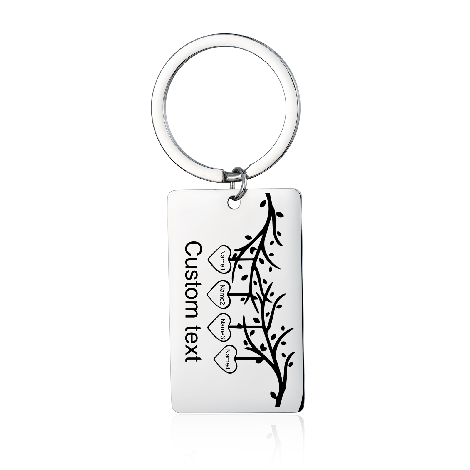 Custom Family Tree Keychain with 4 Names Personalised Dog Tag keyring-Jessemade AU