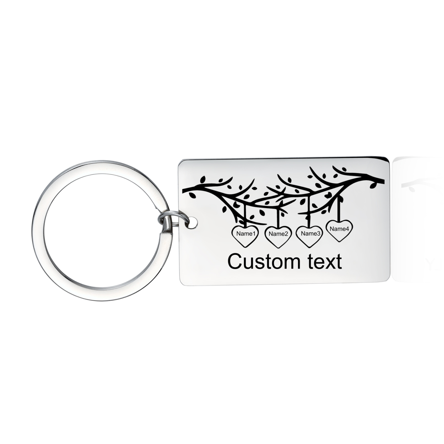 Custom Family Tree Keychain with 4 Names Personalised Dog Tag keyring-Jessemade AU