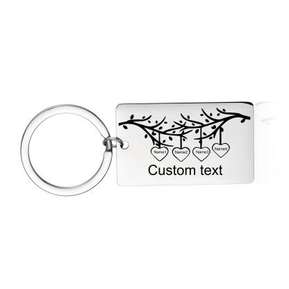 Custom Family Tree Keychain with 4 Names Personalised Dog Tag keyring-Jessemade AU