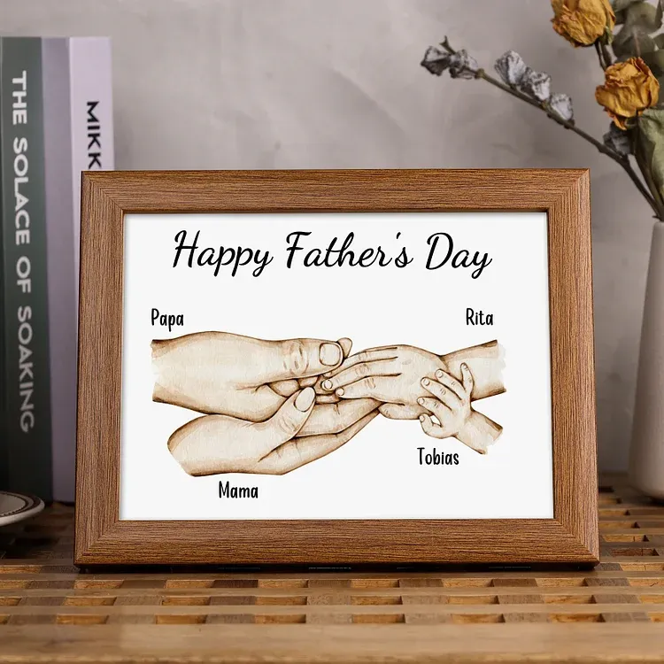 Personalised Family Holding Hands Picture Frames With Light Custom 4 Names Home Decor Gifts-Jessemade AU