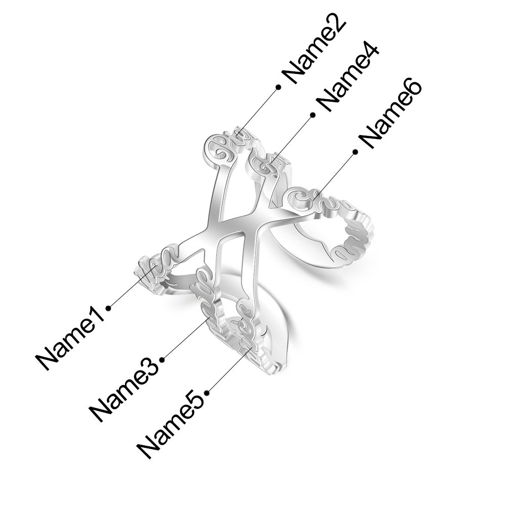 Personalised Ring Custom 6 Names Ring Best Gift For Women-Jessemade AU