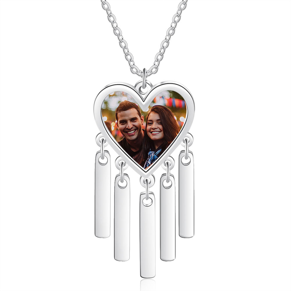 Personalised Photo Necklace Engraved 5 Names Bar Necklace Gifts For Her-Jessemade AU