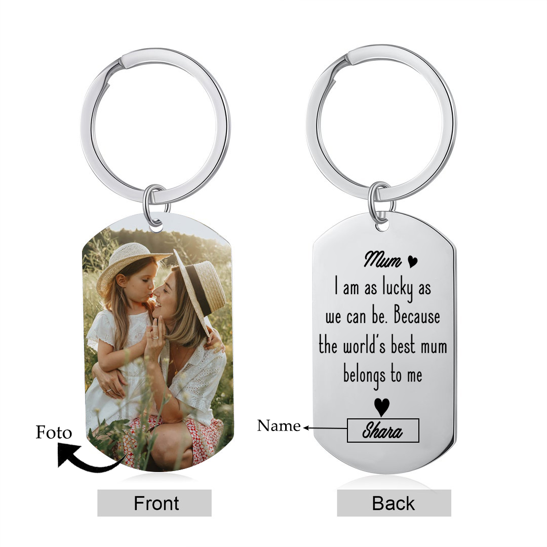 Personalised Photo & Name Keychain Gift for Grandma - I Am As Lucky As We Can Be Because The World's Best Nan Belongs To Me-Jessemade AU