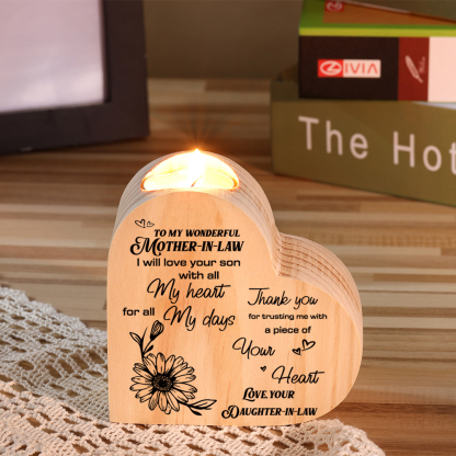 To My Mother-in-law-Wooden Heart Candle Holder Flower Candlesticks "Thank you for trusting me" Gifts For Mother-Jessemade AU