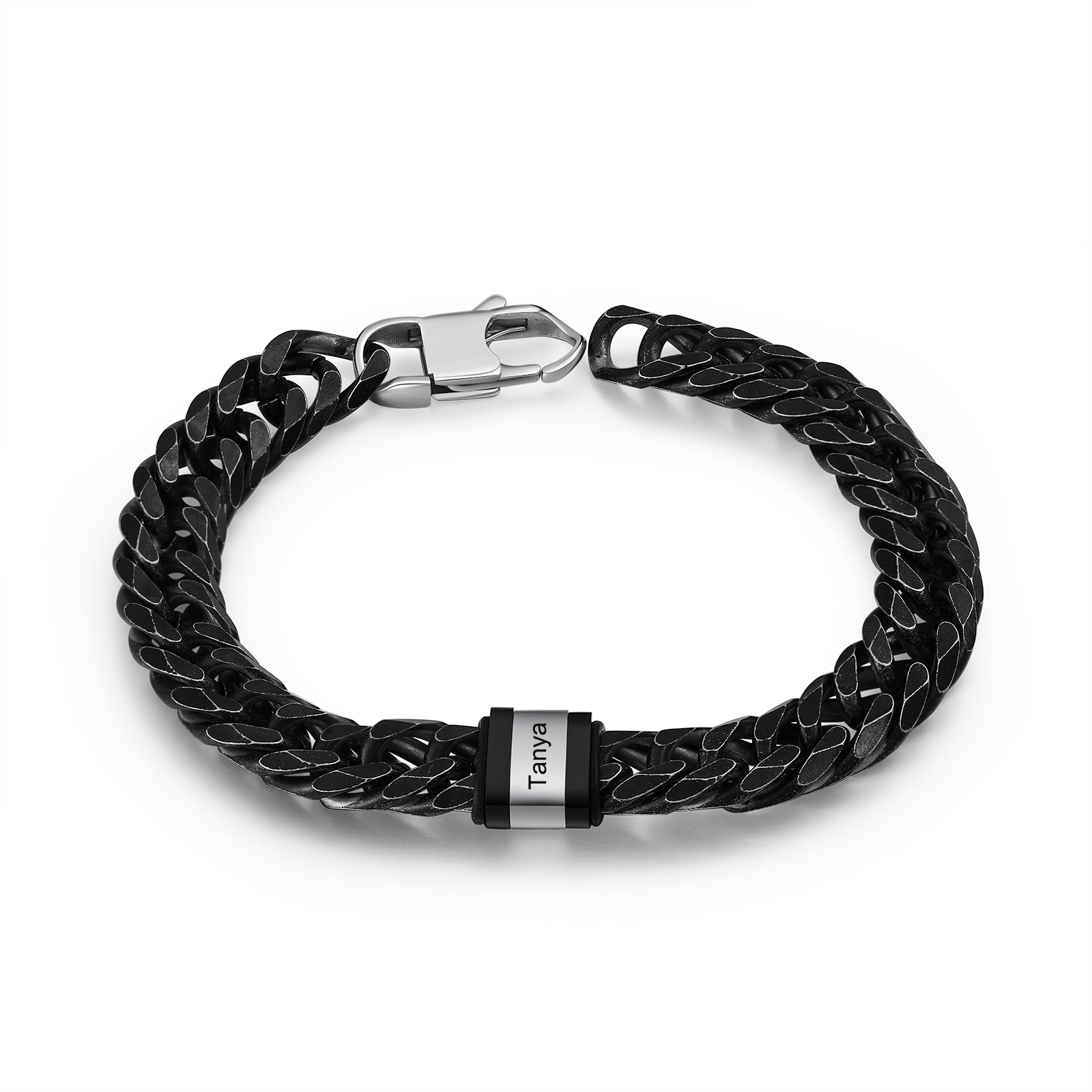 Personalised Cuban Chain Bracelet Customised Name Bracelet with 1 Beads