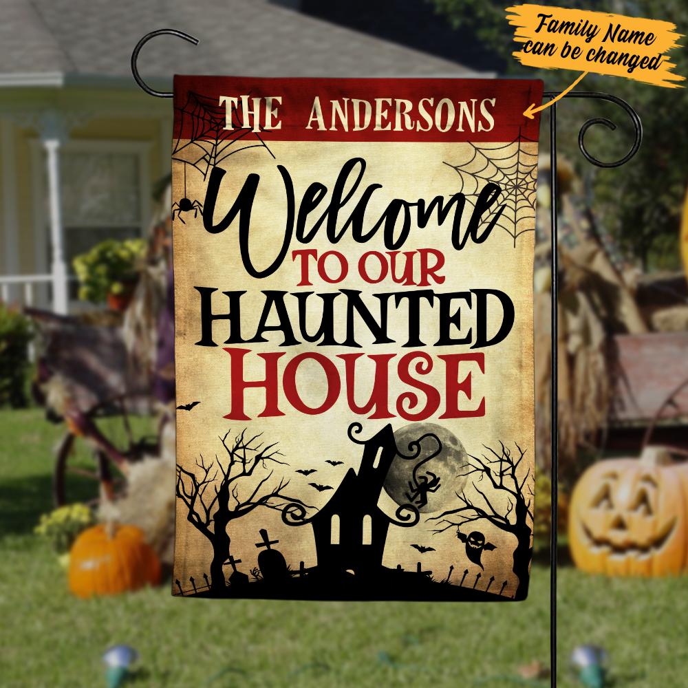 Personalised Halloween Garden Flag "Welcome to Our Haunted House"-Jessemade AU
